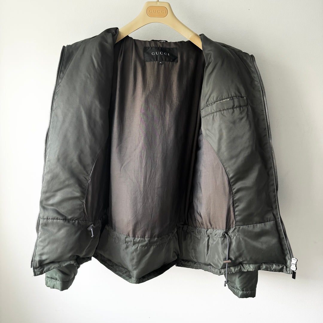 Gucci By Tom Ford FW1998 Cold Olive Double Zip Down Puffer Jacket