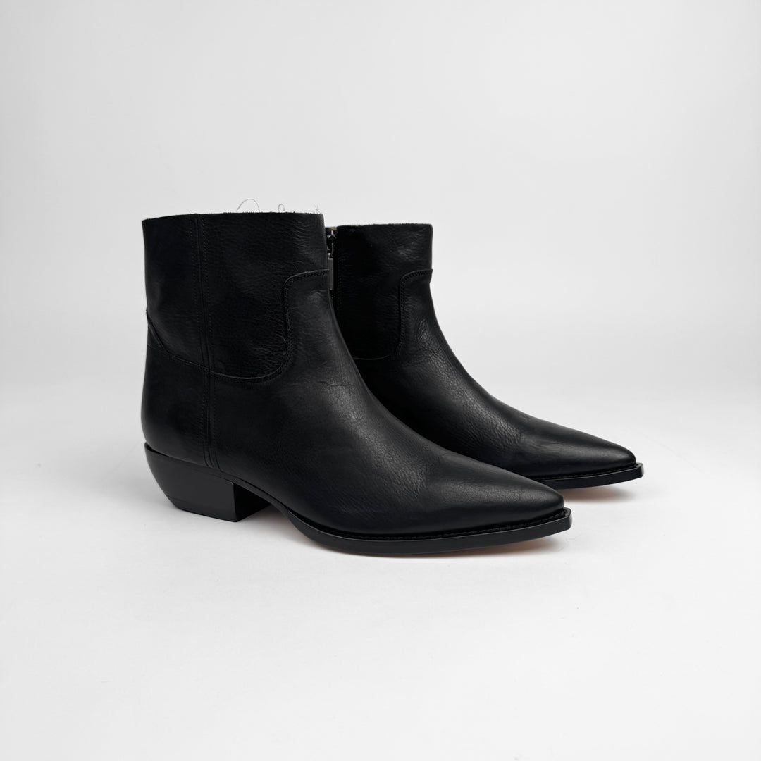 Saint Laurent Black Leather Distressed Shaft Theo 40 Zip Boots