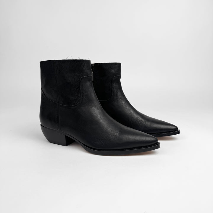 Saint Laurent Black Leather Distressed Shaft Theo 40 Zip Boots