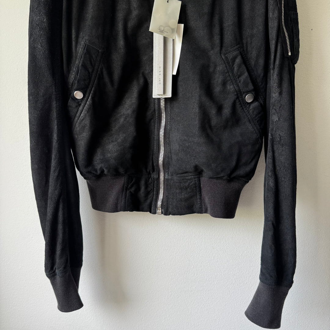 Rick Owens SS2018 Black Blistered Lamb Leather MA-1 Bomber Jacket