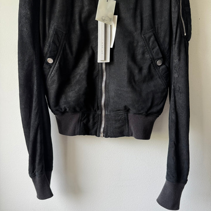 Rick Owens SS2018 Black Blistered Lamb Leather MA-1 Bomber Jacket