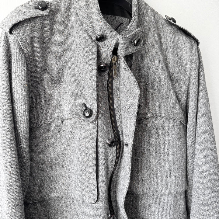 Yves Saint Laurent Rive Gauche FW2006 Gray Wool/Silk Belted Military Jacket