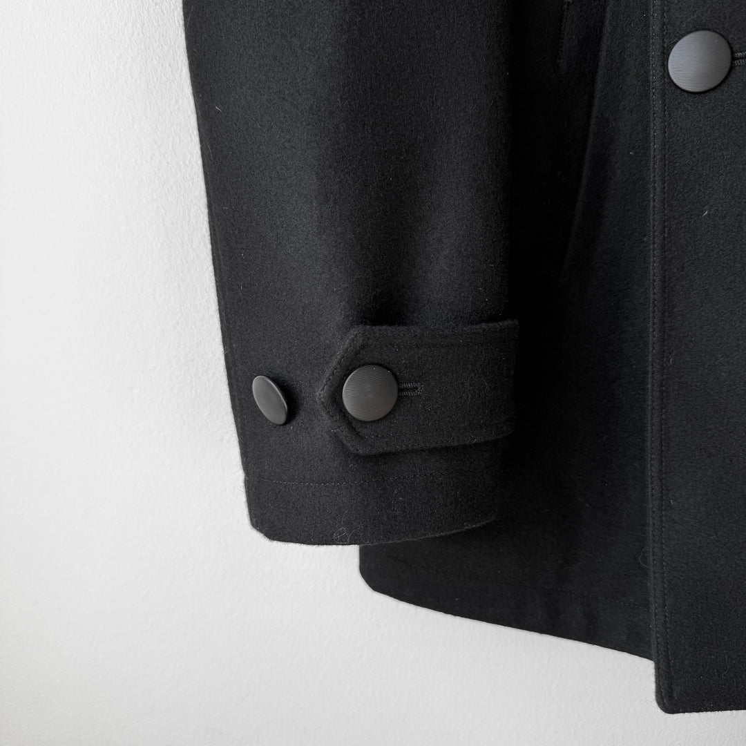 Yves Saint Laurent FW2012 Black Wool Military Double Breasted Short Coat