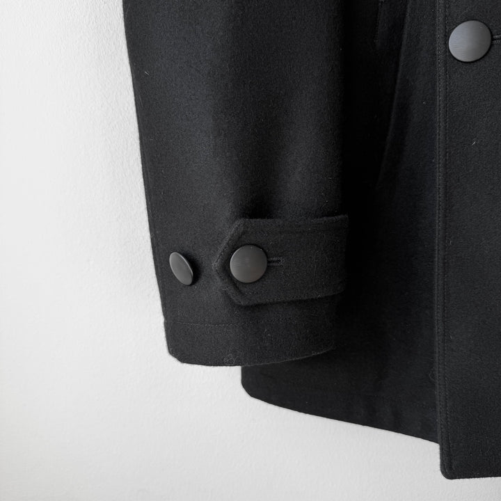 Yves Saint Laurent FW2012 Black Wool Military Double Breasted Short Coat