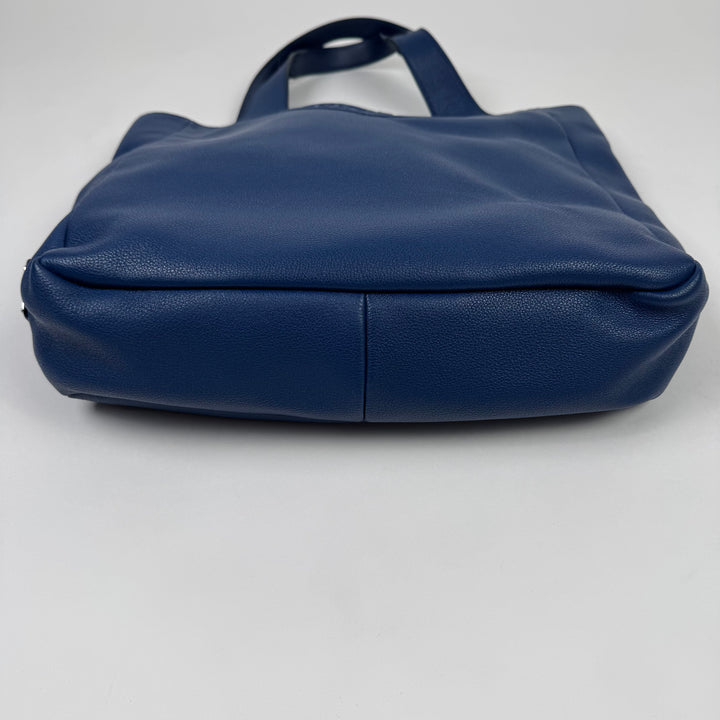 Prada Blue Triangle Logo Nappa Leather Large Tote Bag