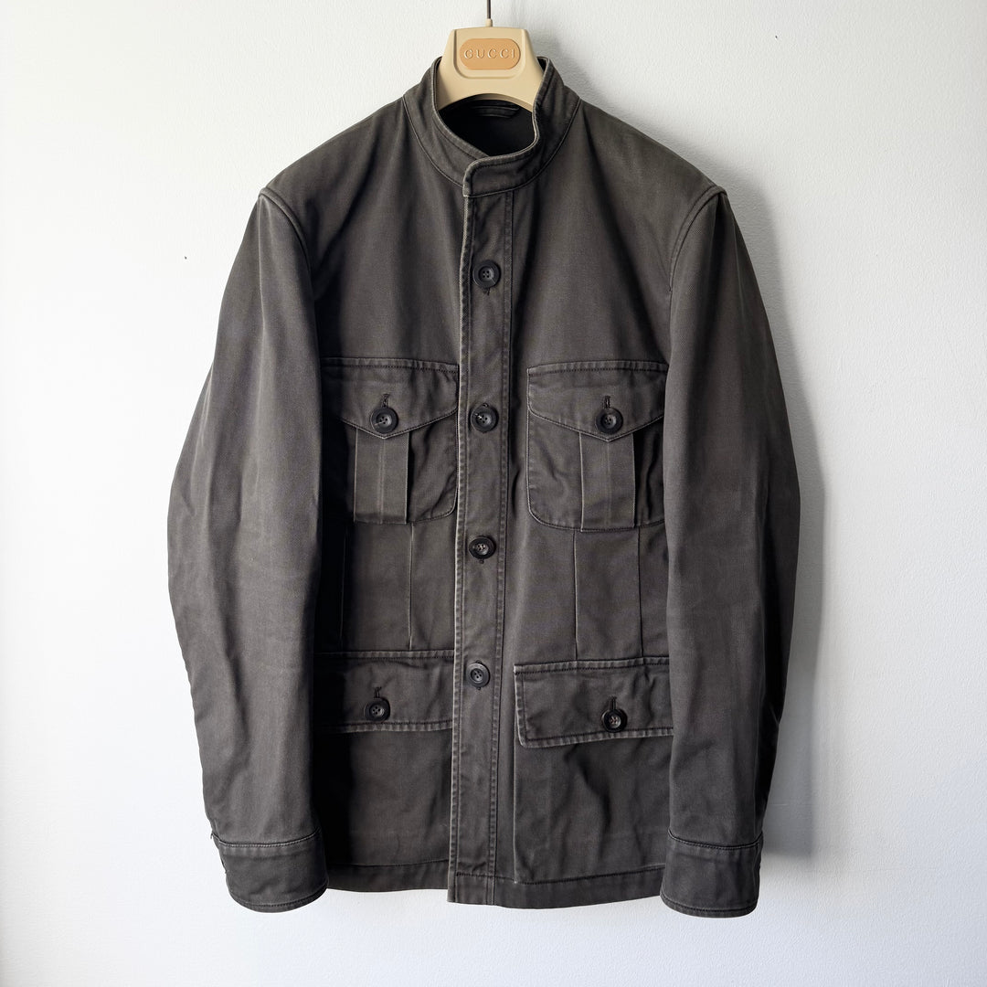 Gucci By Tom Ford SS2003 Brown Cotton Mandarin Collar Safari Jacket
