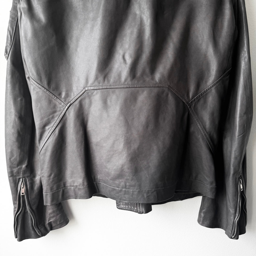 Rick Owens SS2010 Dark Shadow Gray Globa Back-Zip Lamb Leather Jacket