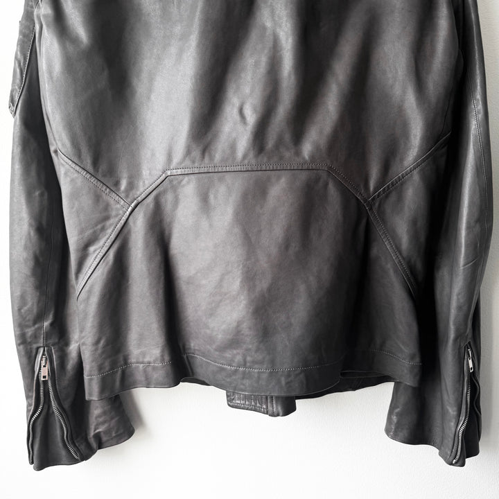 Rick Owens SS2010 Dark Shadow Gray Globa Back-Zip Lamb Leather Jacket