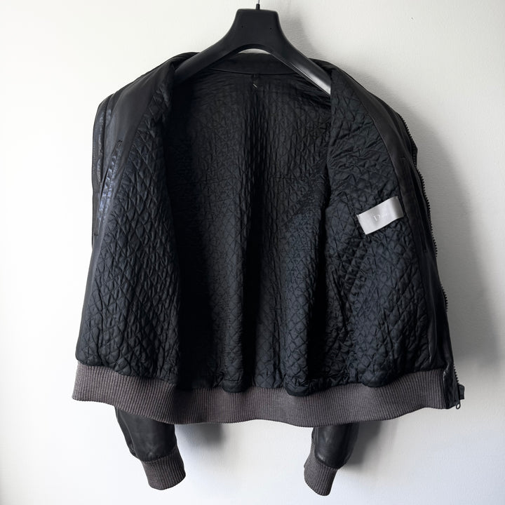 Dior Homme By Hedi Slimane AW2005 Brown Military Flight Blouson Leather Jacket
