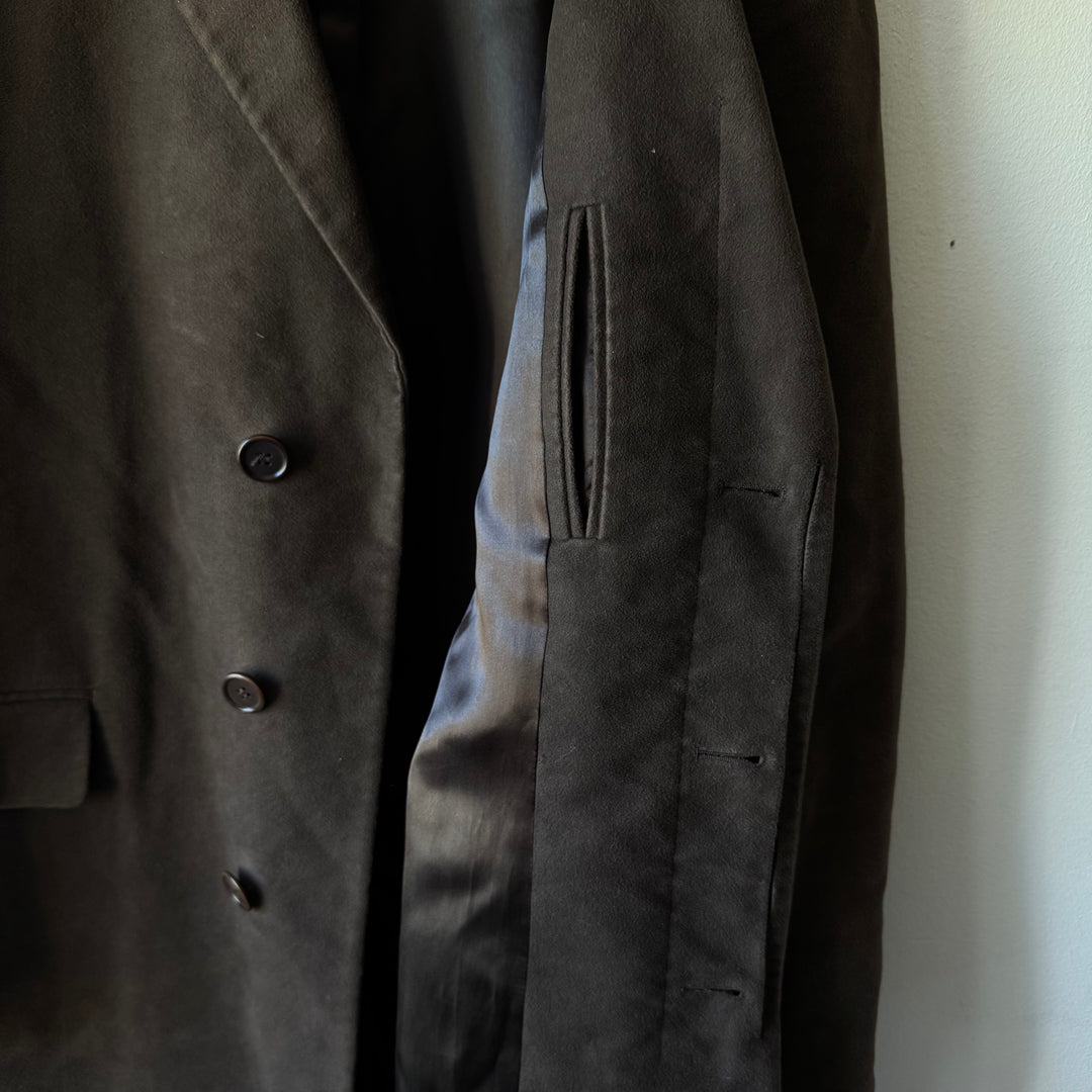 Helmut Lang 1990’s Brown Moleskin Button-Up Overcoat