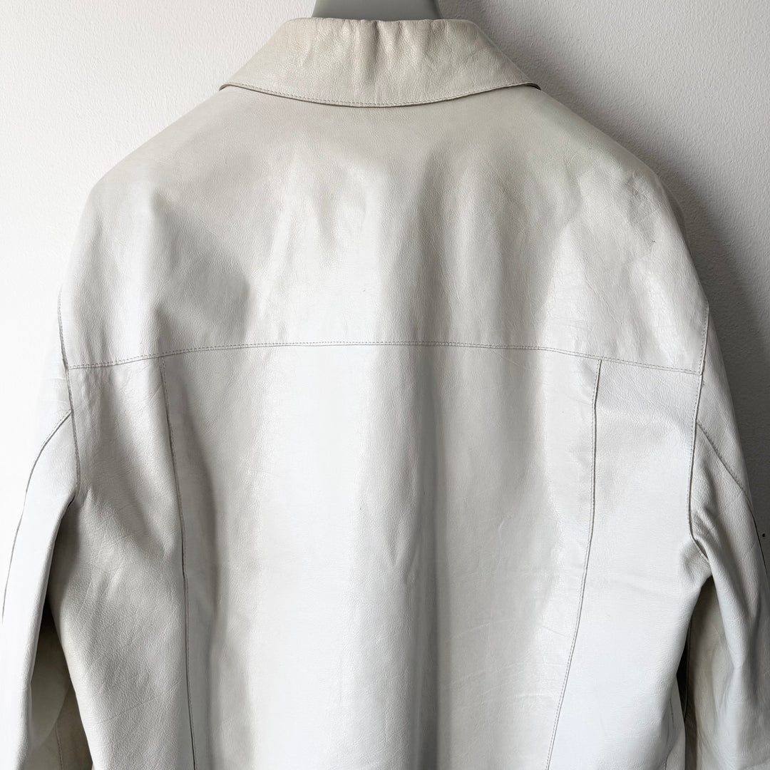 Miu Miu SS2000 White Belted Leather Blouson Jacket