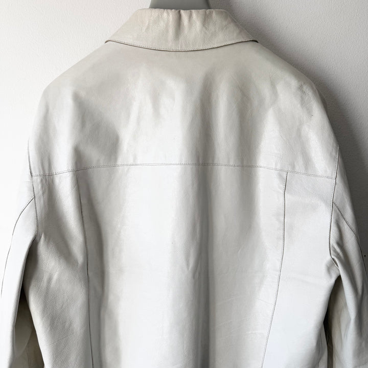 Miu Miu SS2000 White Belted Leather Blouson Jacket