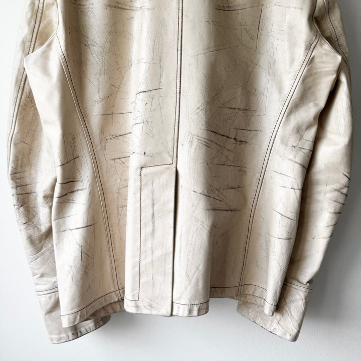 Yves Saint Laurent Rive Gauche By Tom Ford SS2002 White M-65 Military Leather Jacket