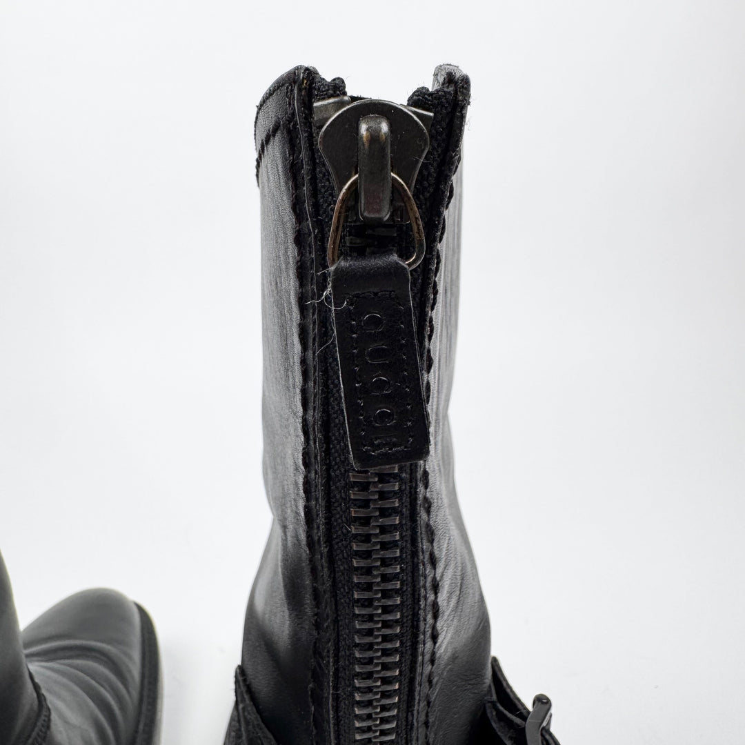 Gucci By Tom Ford 1990’s Black Leather Rider/Biker Boots