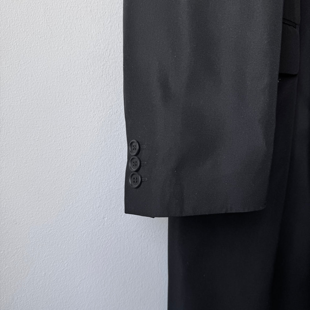 Helmut Lang 1990’s Black Silk Button-up Overcoat