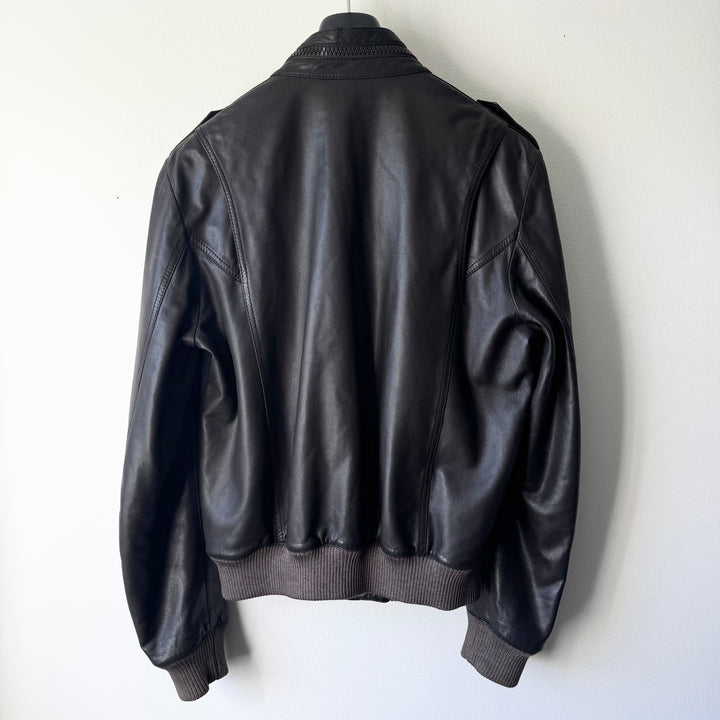 Dior Homme By Hedi Slimane AW2005 Brown Military Flight Blouson Leather Jacket