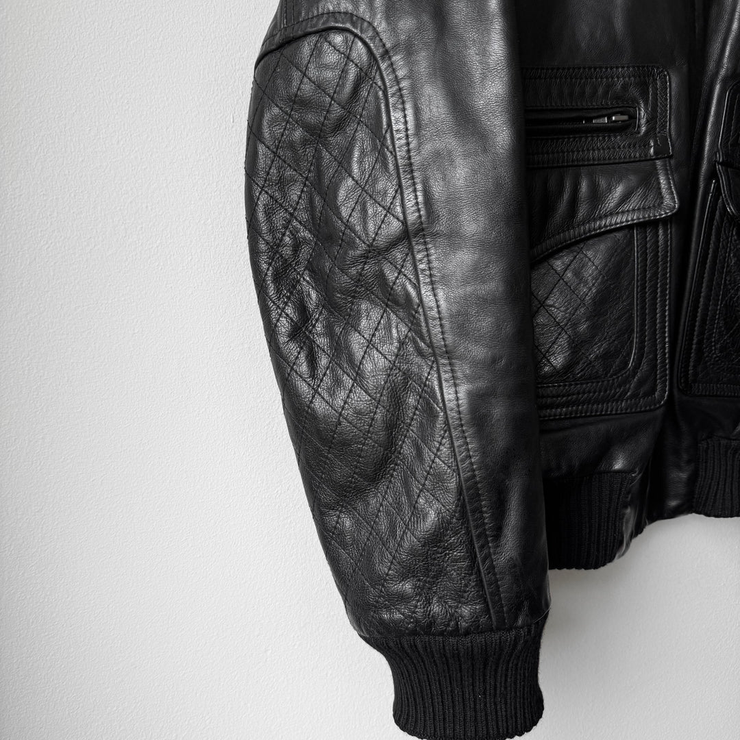 Veronique Branquinho FW2005 Black Moto Style Leather Bomber Jacket