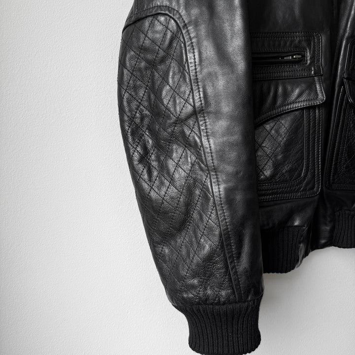 Veronique Branquinho FW2005 Black Moto Style Leather Bomber Jacket