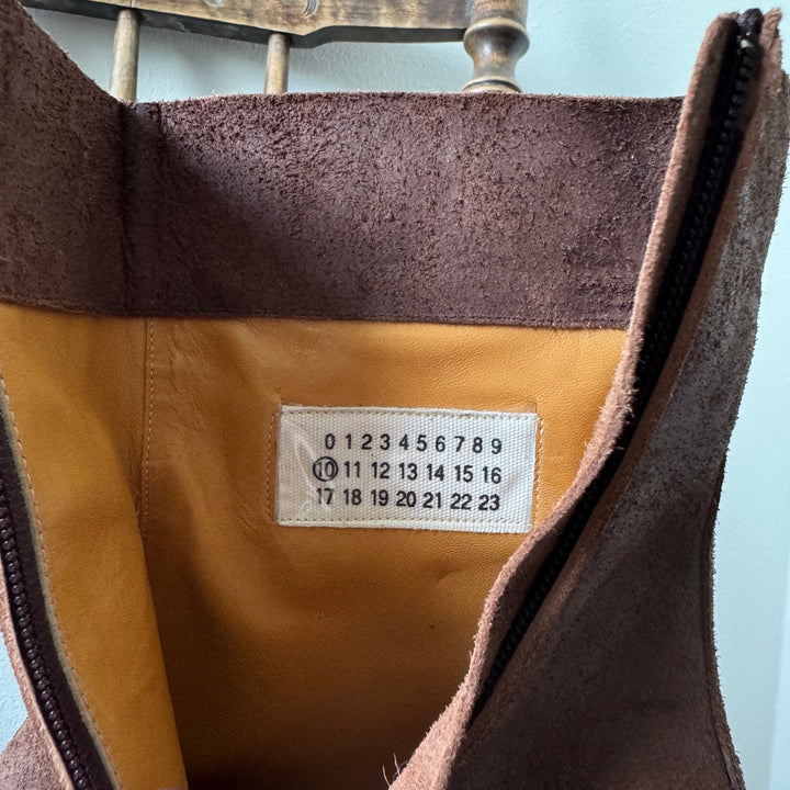 AW2003 Martin Margiela Brown Suede Square Toe Boots