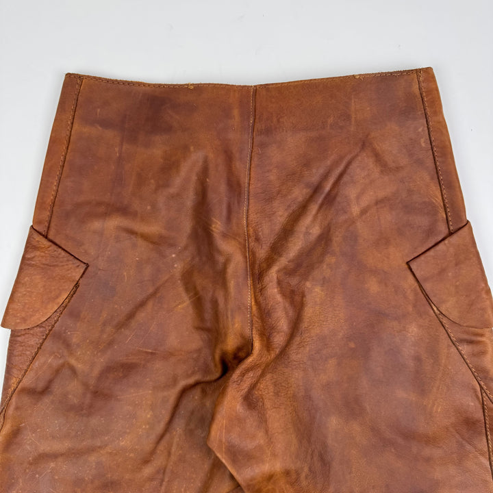 AW2001 Martin Margiela Raw Cowhide Brown Leather McQueen Cargo Pants