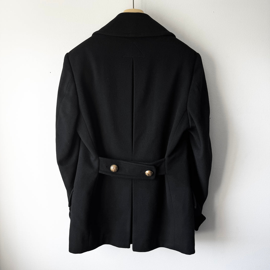 Gucci By Tom Ford FW2003 Black Double Breasted Gold Button Wool Peacoat