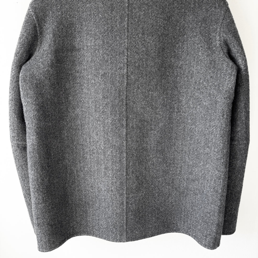 Jil Sander By Raf Simons AW2009 Gray Herringbone Wool Double Breasted Peacoat