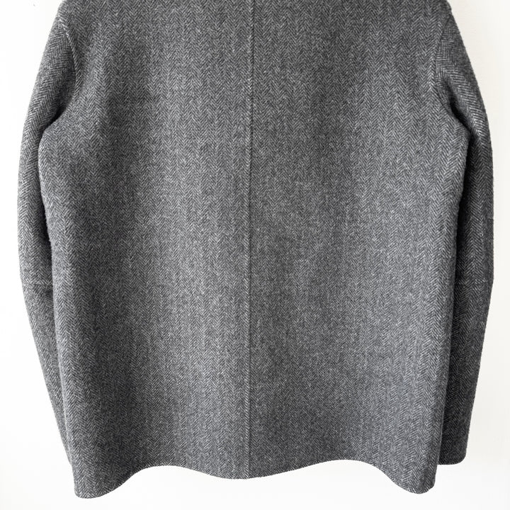 Jil Sander By Raf Simons AW2009 Gray Herringbone Wool Double Breasted Peacoat