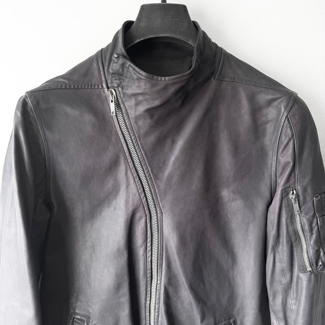 Rick Owens SS2010 Dark Shadow Gray Globa Back-Zip Lamb Leather Jacket