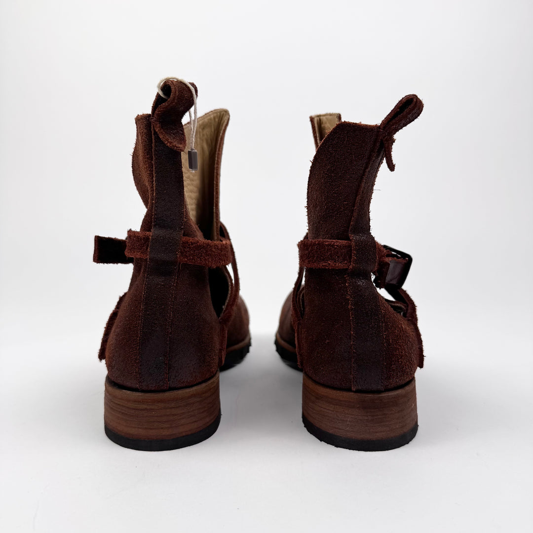 M.A+ Red Bison Leather Buckle Jodhpur Boots w/ Box & Soles