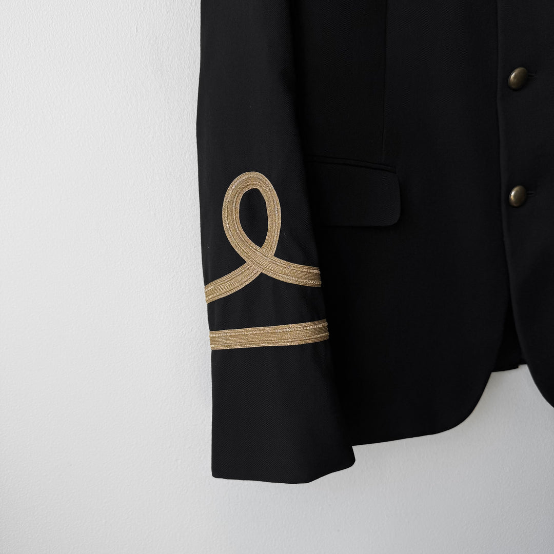 Saint Laurent SS2015 Psych Rock Black Wool Naval Officer Jacket