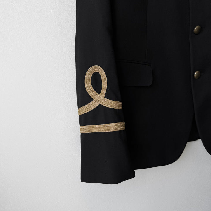 Saint Laurent SS2015 Psych Rock Black Wool Naval Officer Jacket