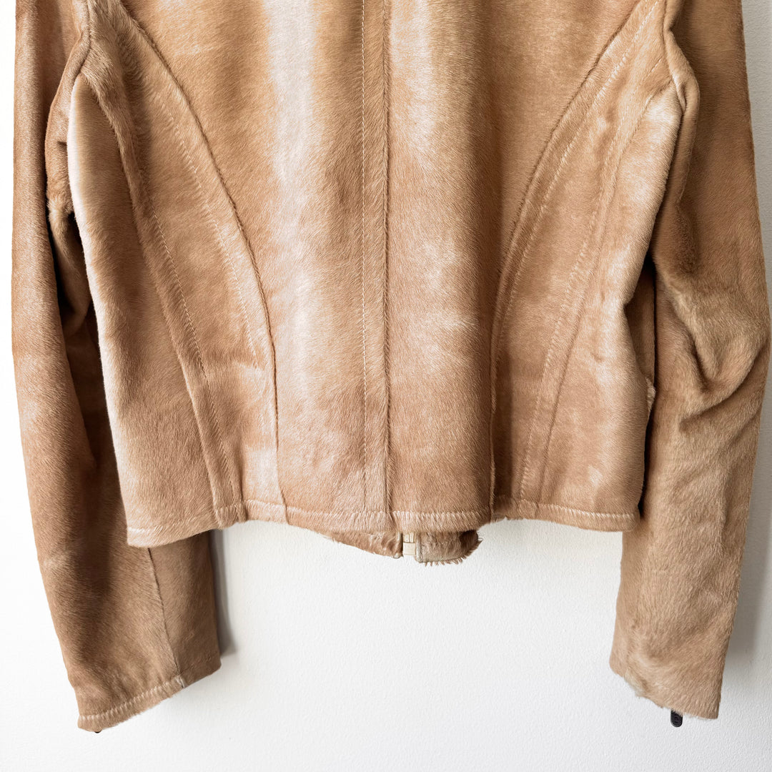 Gucci By Tom Ford FW1996 Camel Pony Hair Calf Leather Moto Jacket