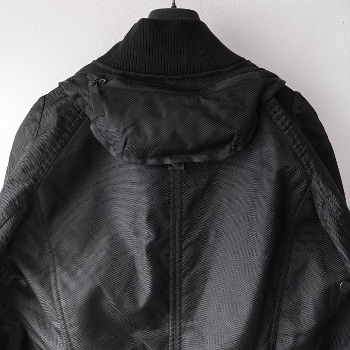 Issey Miyake AW2000 Black Ballistic Nylon X-Ray Cargo Bomber Jacket