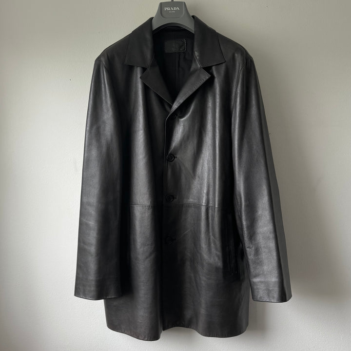 Prada Mainline Long Leather Overcoat