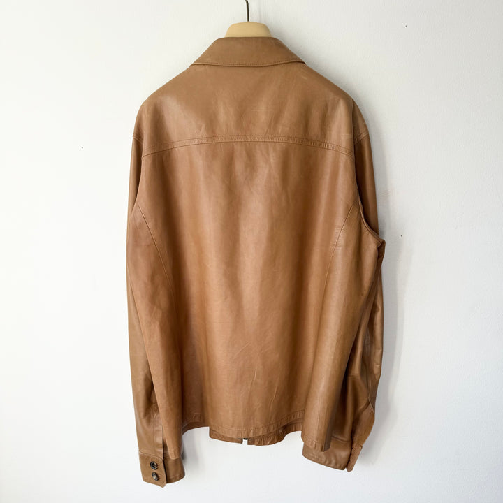 Gucci By Tom Ford SS1997 Brown Zip-Up Leather Shirt Blouson Jacket