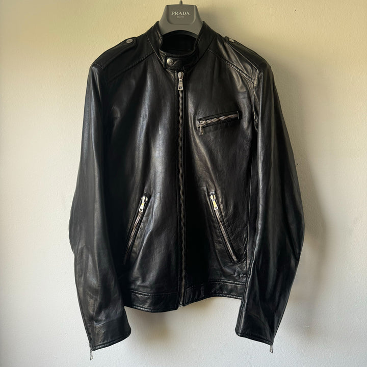 Prada SS2012 Mainline Moto Biker Lamb Leather Jacket