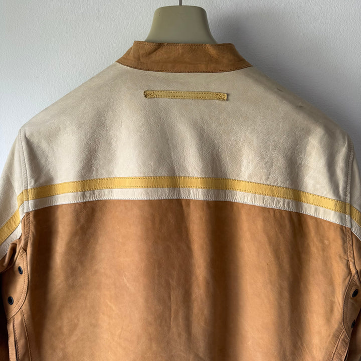 Prada Linea Rossa 2000’s Cropped Cafe Racer Moto Leather Jacket