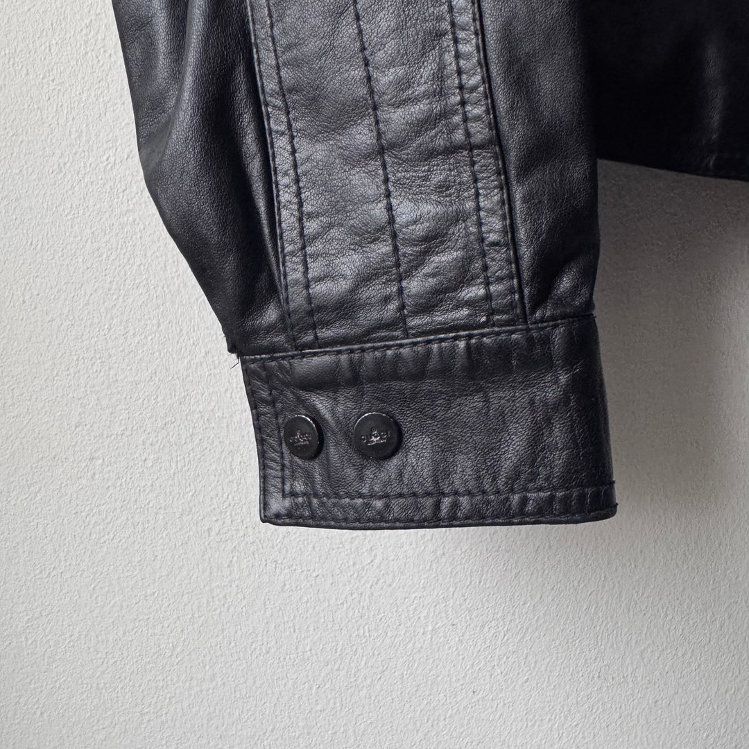 Gucci By Tom Ford SS1999 Navy Hybrid Cafe Racer Leather Jacket