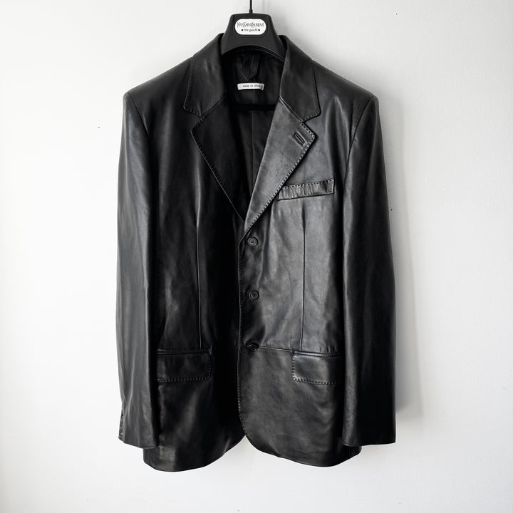 Yves Saint Laurent Rive Gauche By Tom Ford FW2001 Black Leather Blazer Jacket