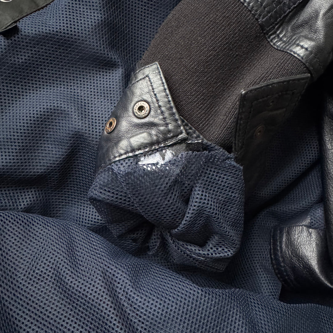 Gucci By Tom Ford SS1999 Navy Hybrid Cafe Racer Leather Jacket
