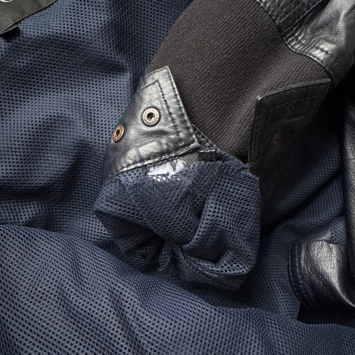 Gucci By Tom Ford SS1999 Navy Hybrid Cafe Racer Leather Jacket