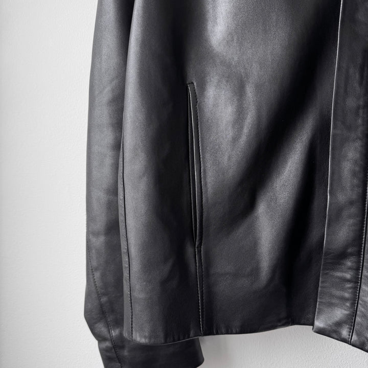 Calvin Klein Collection 2000’s Black Cropped Lamb Leather Jacket