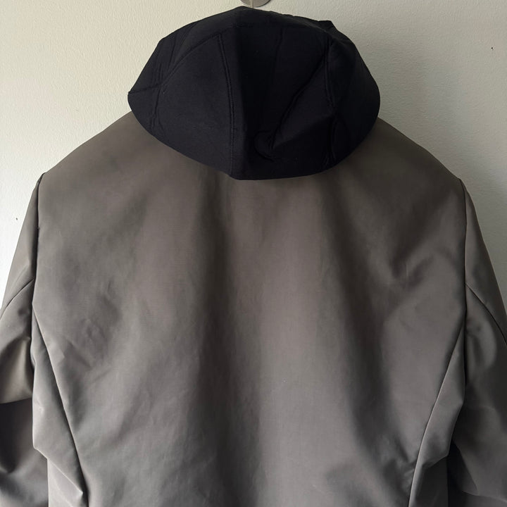 Prada Linea Rossa FW1999 Gray Neoprene Ninja Hooded Insulated Padded Jacket