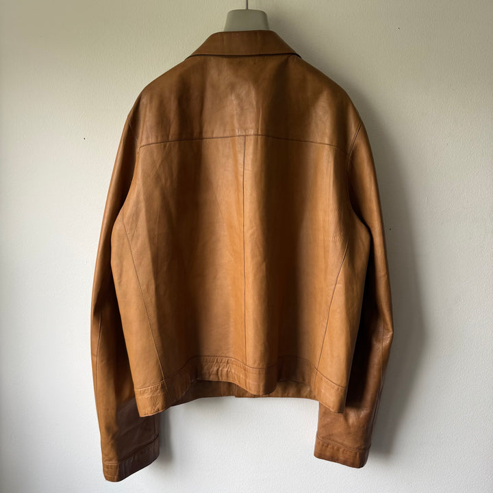Prada SS2001 Tan Cropped Multipocket Blouson Leather Jacket