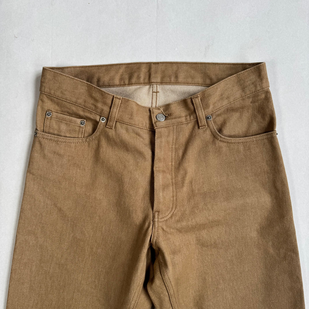 Helmut Lang 2000 Caramel Brown Classic Cut Raw Denim