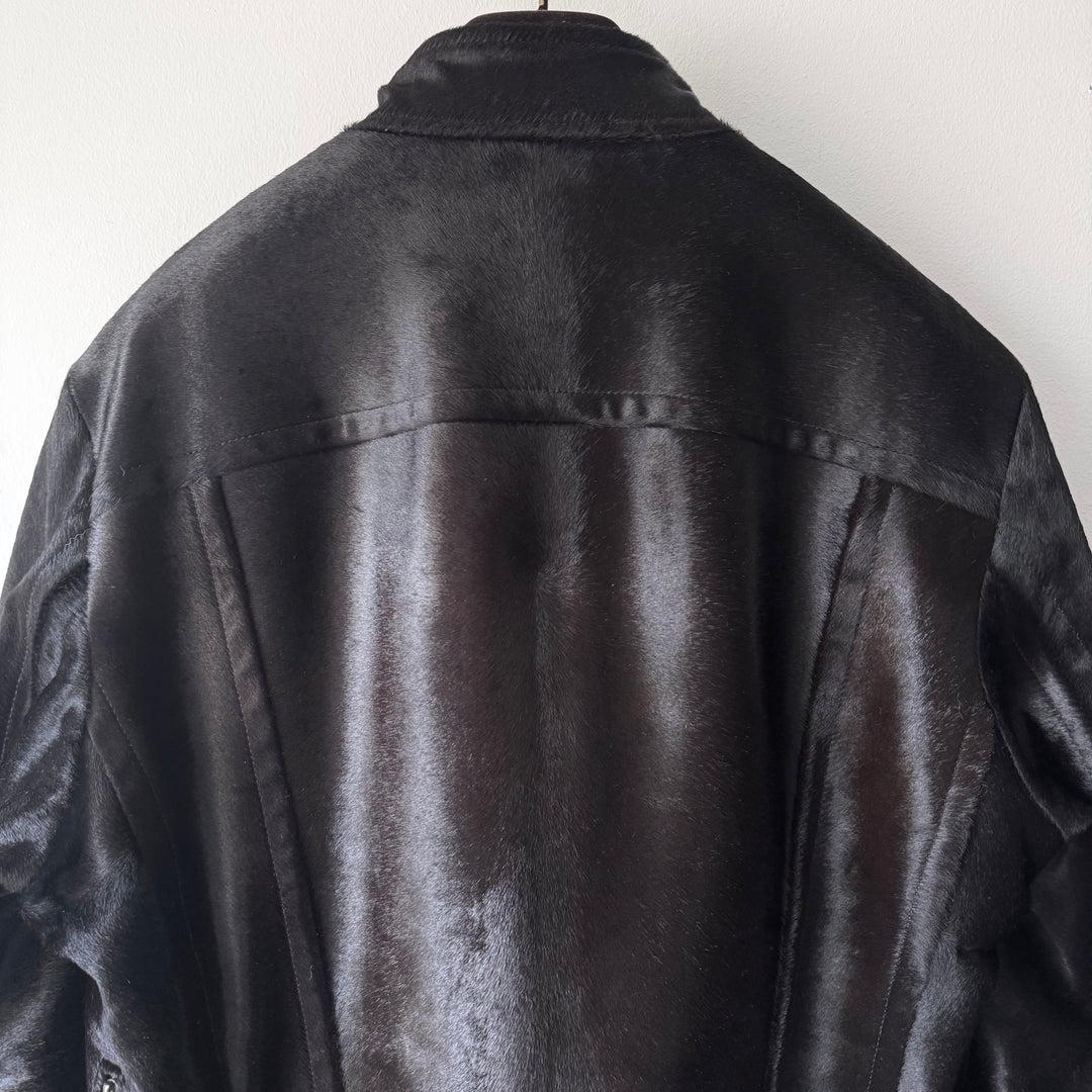 Gucci By Tom Ford FW2004 Brown Calf Hair-On-Hide Leather Half Coat Jacket