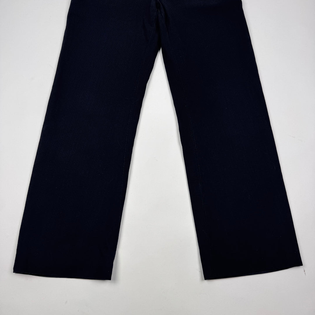 SS2004 Martin Margiela Navy Cotton Checkered Relaxed Straight Pants