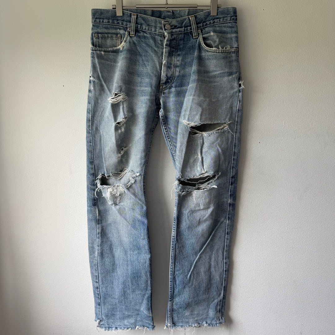 Helmut Lang 1998 Distressed Trashed Denim Jeans
