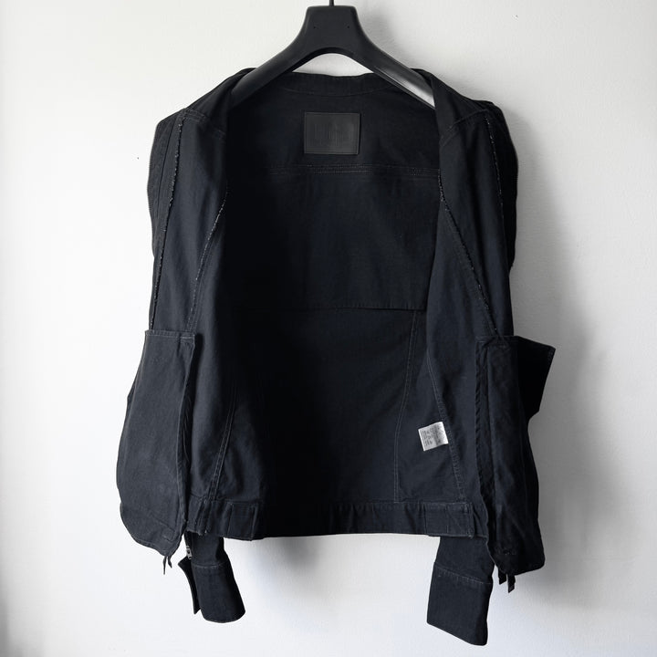 LGB Black Cotton Waxed Denim Back-Zip Jacket