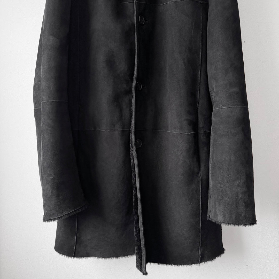 Prada FW2011 Black Sheep Shearling Leather Short Car Coat